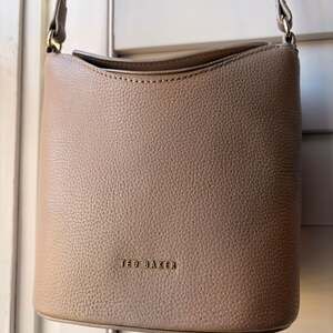 Taupe Pebbled Genuine Leather Mini Bucket Bag Ted Baker Minimalist Feminine